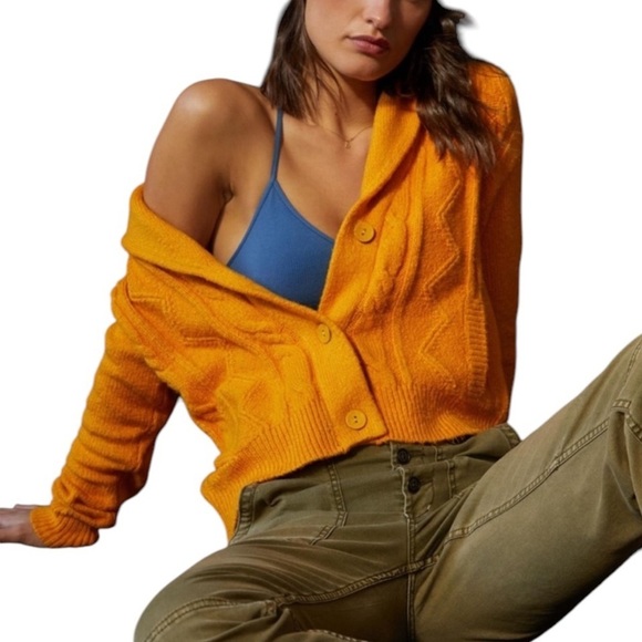 PILCRO x ANTHROPOLOGIE Cable Knit Cardigan Sweater - Picture 1 of 12